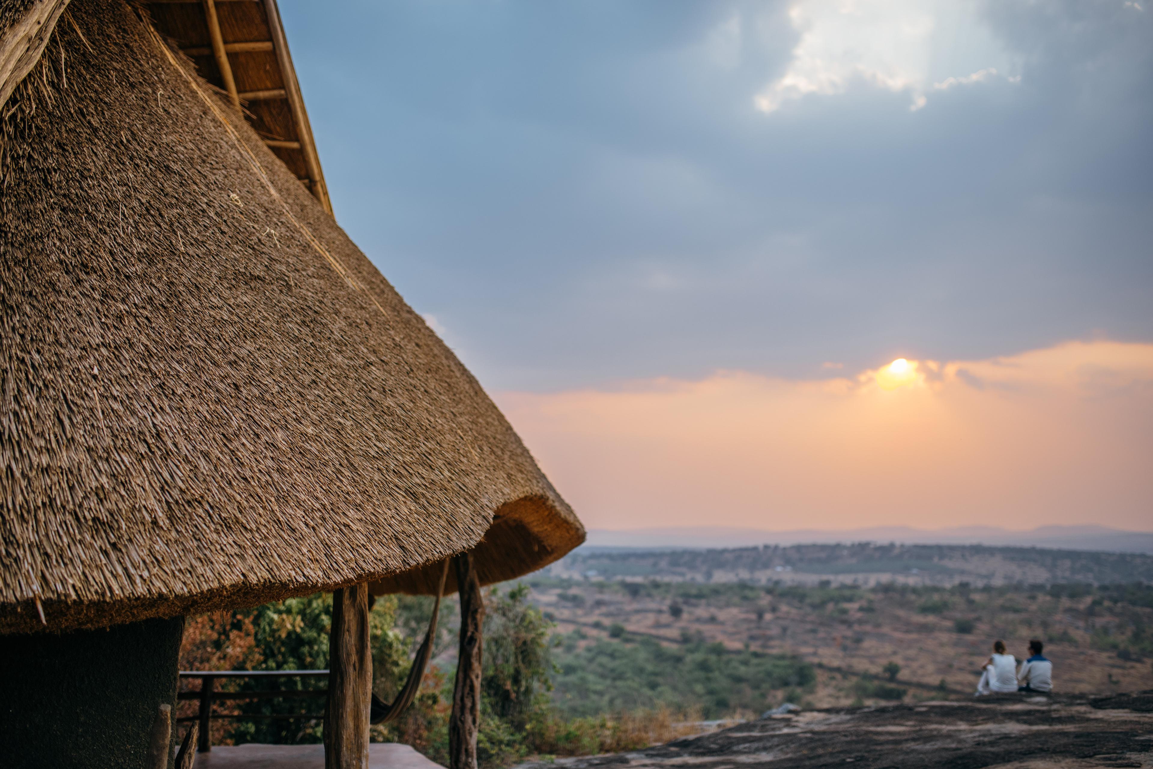 Main building at sunset